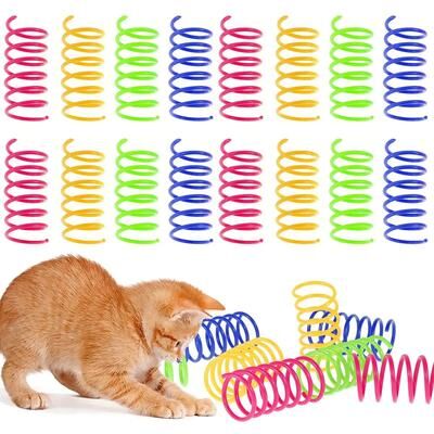 Uplift Treasures Colorful Cat Spring Coil Toys Interactive Kitten Play Set random Color 20 Pcs