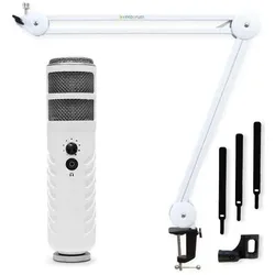 RØDE Podcaster USB-Mikrofon mit Mikrofonarm Weiss, Mikrofon