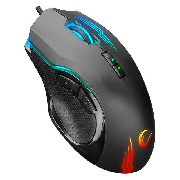 Rampage Egér Gamer - SMX-G38 CLAW (7200DPI, 8 gomb, makro, RGB LED, 1,8m harisnyázott kábel, fekete) (Kabelgebunden) (PERRAMSMXR44CLAW)