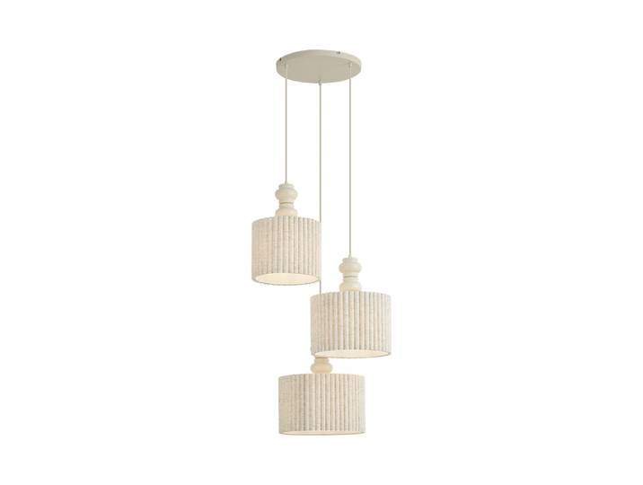 Suspension Japandi beige avec abat-jour en lin 3 lumières - Fedde