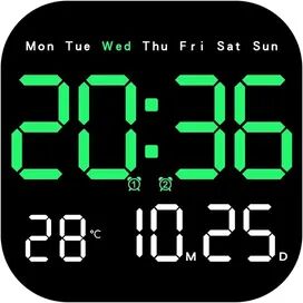 Daily Discovery Digital Wall Clock With Remote Control, Large LED Alarm Clock, Temperature Date Week Display b
