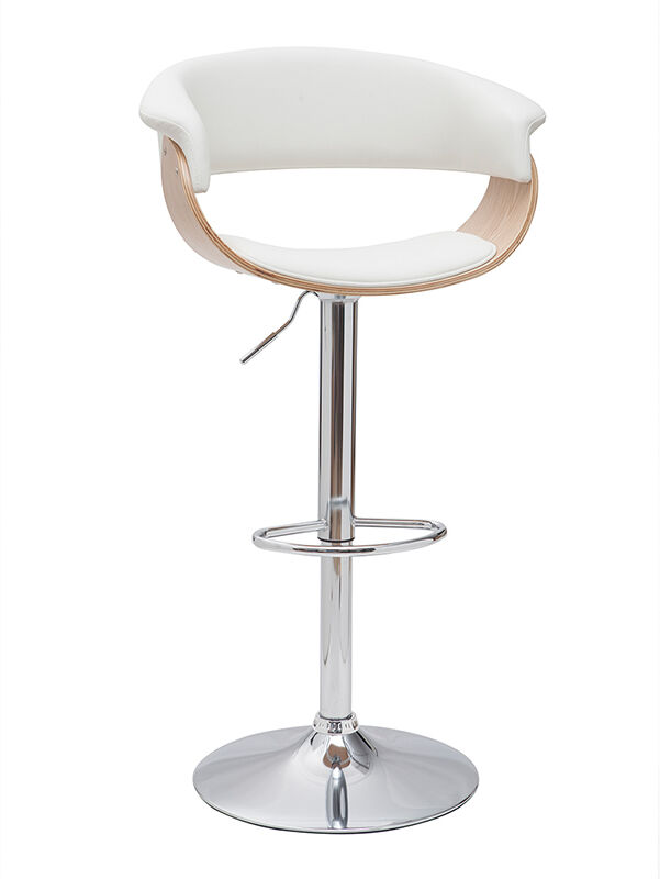 Miliboo Designer-Barhocker höhenverstellbar weiß und helles Holz OKTAV