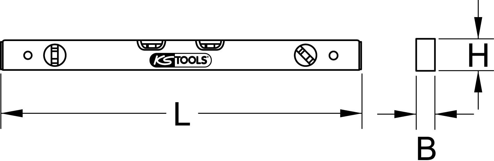 KS Tools aluminium profiel waterpas 800 mm voor fijne uitlijning