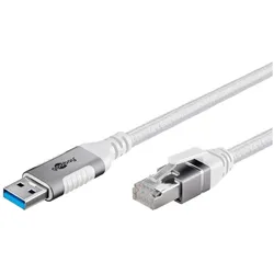Goobay Ethernet-Kabel USB-A 3.0 auf RJ45, 15 m (RJ45 (1x)), Netzwerk Adapter, Weiss