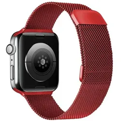 EKO Uhrenarmband Milanese-Typ Rot (22 mm, Edelstahl), Uhrenarmband, Rot