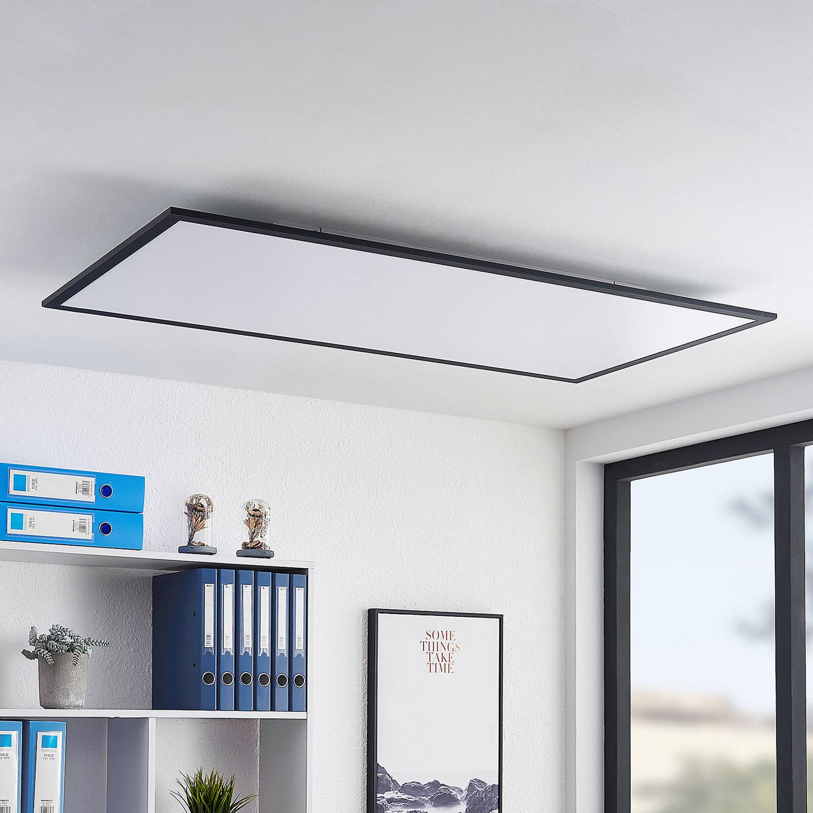 LED Panel Nelios Lindby, dimmbar, schwarz, für Küche, Aluminium, Modern, LED Panel