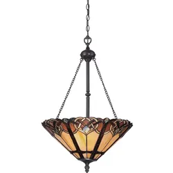 Hängeleuchte Deckenlampe Pendelleuchte Tiffany-Glas Stahl D 40,8 cm 3 Flammig