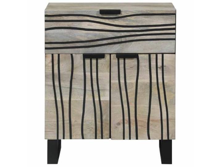 KTHLBRH Nachttisch weiß 50 x 33 x 60 cm aus technischem Holz 1 Schublade, 2 Türen, rustikaler Stil, kompaktes Design, für Schlafzimmer