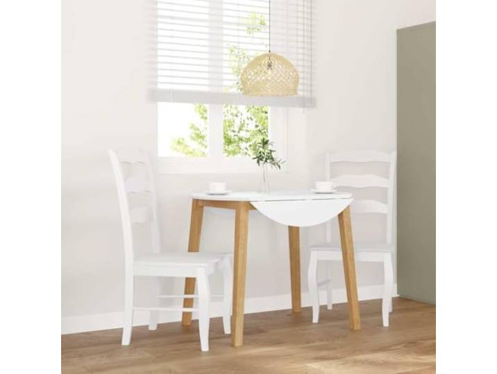 HEFZGDB Esszimmerstühle 2 STK. Weiß Massivholz Gummibaum Ergonomische Rückenlehne für Komfort und Halt Robustes Naturmaterial mit Dauerhaftigkeit und Stabilität