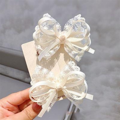 Fusion Finds Elegant Lace Bow Hair Clips Set For Baby Girls Handmade Baby Hair Clips & Bow Barrettes white
