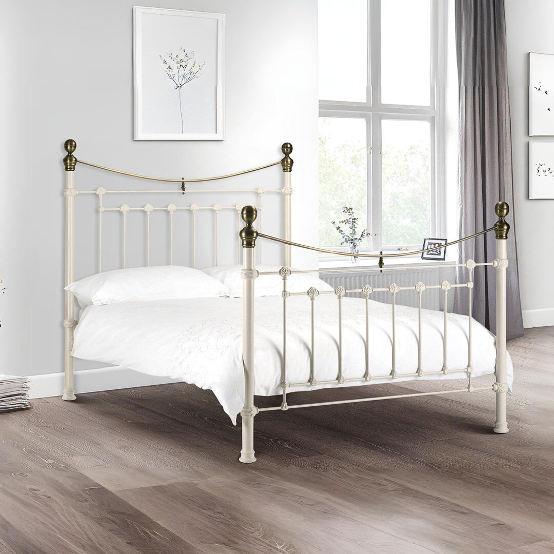 Three Posts Hudson Bed Stone White Double (4'6)