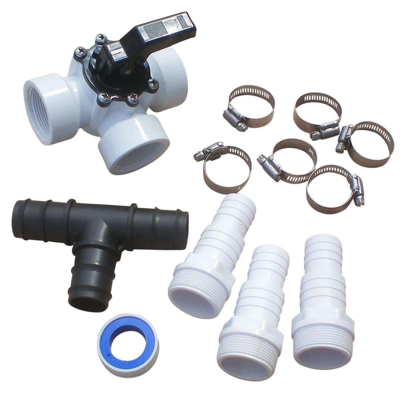 Bypass set voor zwembad met 3-wegventiel, 32/38 mm voor zonneverwarming en warmtepomp