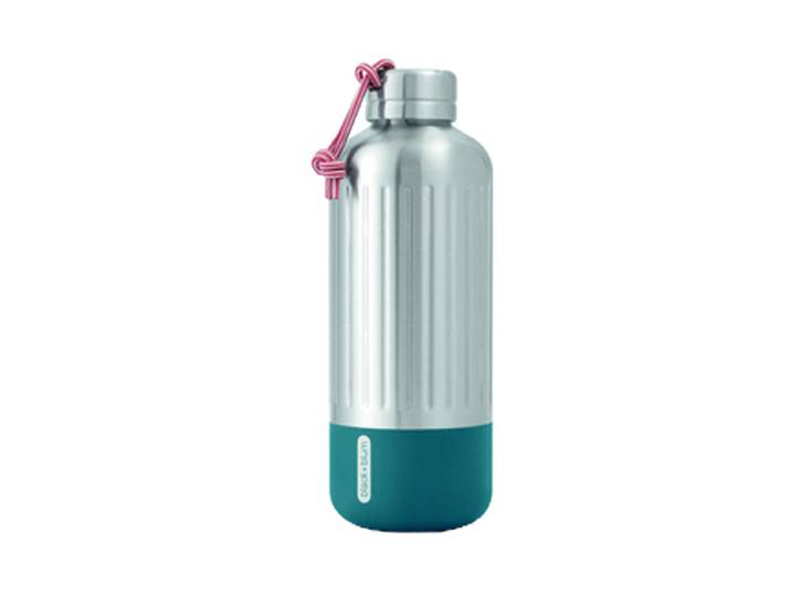 Premium Trinkflasche „Explorer aus Edelstahl, 850 ml Ocean black+blum