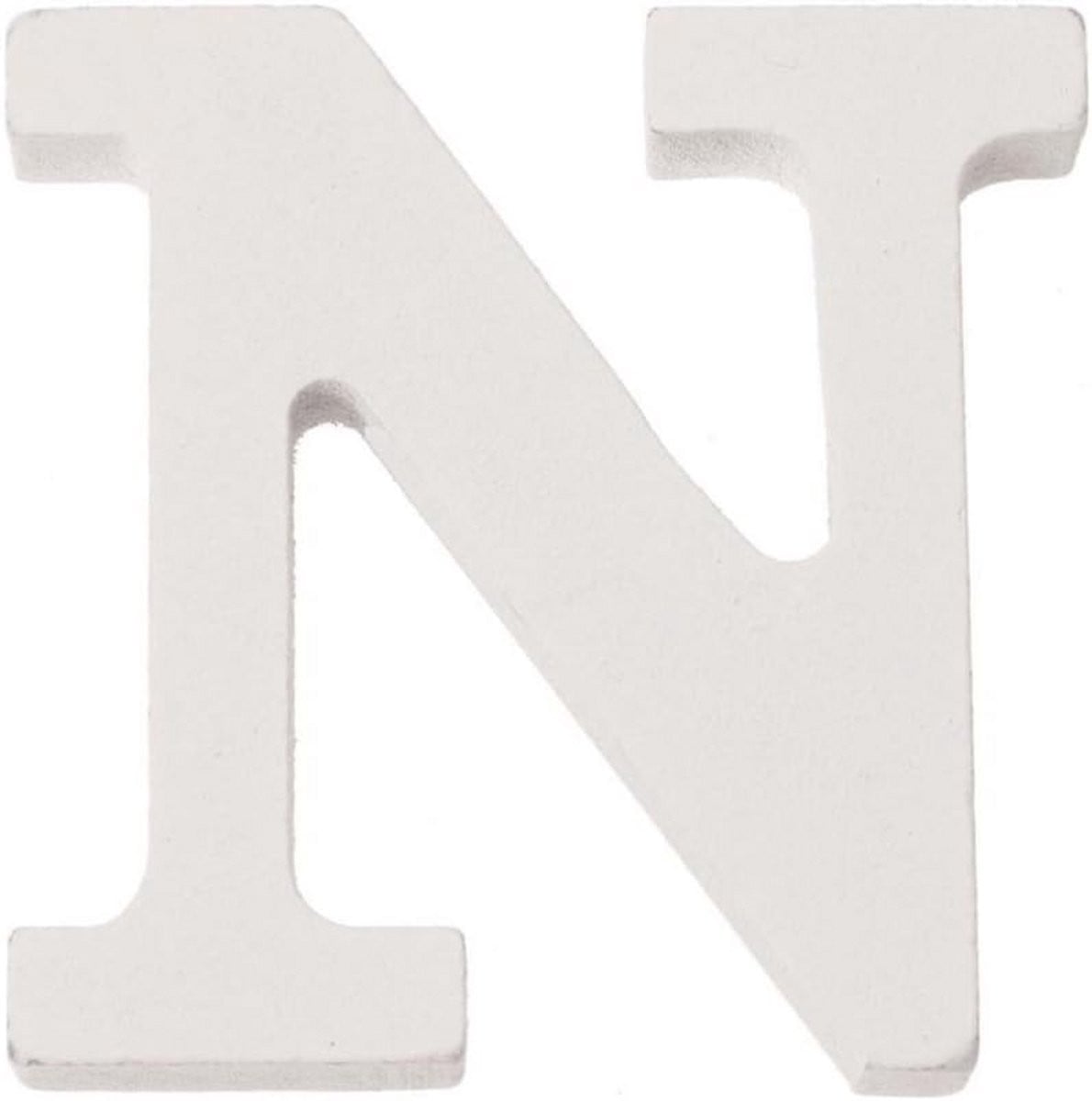 Houten Losse Letter N - MDF Decoratie - Wit - Hoogte: 5,5 cm