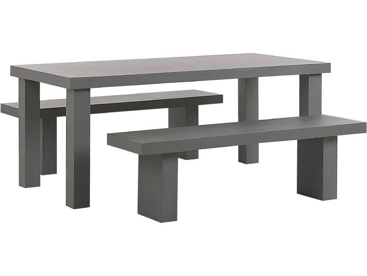 BELIANI Gartenmöbel Set aus Beton mit großem Tisch und 2 Sitzbänken Modern Industriell Stil Indoor & Outdoor