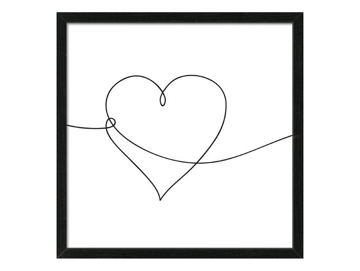 Holzbild Line Art Heart Floatglas, MDF Schwarz/Weiß 33 x 33 x 1cm