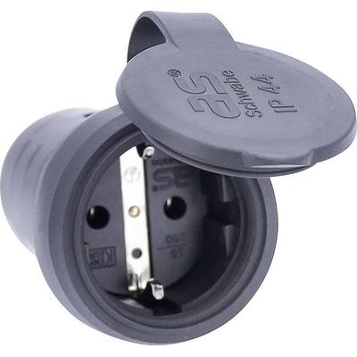AS Schwabe 60417 Schutzkontaktkupplung Vollgummi 230V Schwarz IP44