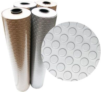 Rubber Cal "Rubber-Cal ""Coin-Grip (Metallic)"" PVC Flooring - 2.5mm x 4ft. Wide - Beige or Silver - Available in 10 Lengths"