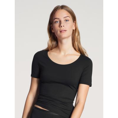 Unterziehshirt CALIDA "Natural Comfort", Damen, Gr. L (48/50), N-Gr, schwarz, Single Jersey, Obermaterial: 92% Baumwolle, 8% Elasthan, unifarben, normal, Rundhals, Unterhemden, mit Rundhals und reduzierter Pillingbildung