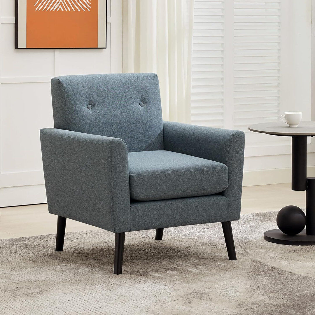 George Oliver Upholstered Armchair Blue 85cm H X 70cm W X 73cm D