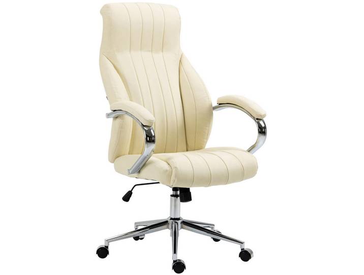 CLP Chefsessel Echtleder Creme, Metall, 73x120x76 cm, Büromöbel, Bürostühle, Drehstuhl