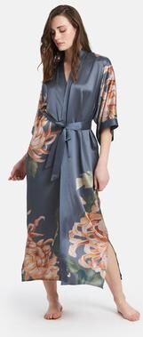 KIM + ONO Kiku Long Washable Silk Kimono Robe   KIM+ONO - dove / one size