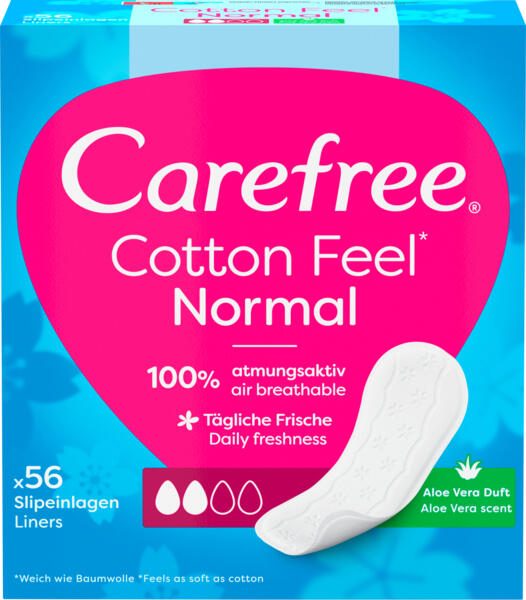 Carefree Slipeinlagen Normal Cotton Feel mit Aleo Vera Duft für Slip, 56 St. 5284217007