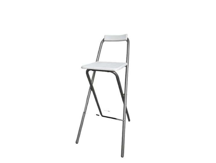 Hocker Klappbar Klappbarer Hochstuhl, Moderner Barhocker Mit Rückenlehne, Thekenhocker for Kassierer, stabil, tragfähig(Silver-white)