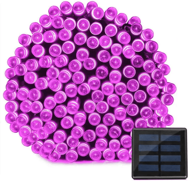 DynamicDeals LED Solar String Lights Outdoor Garden Party Decor, Waterproof Fairy Wedding Lamp, Adjustable Solar Panel For Events purple