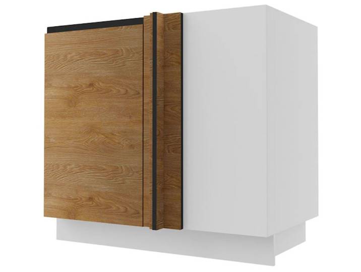 Feldmann-Wohnen Eckschrank Treviso (1-St) 90x50x82cm grifflos weiß - Pembroke-schwarz (TR-D13U)