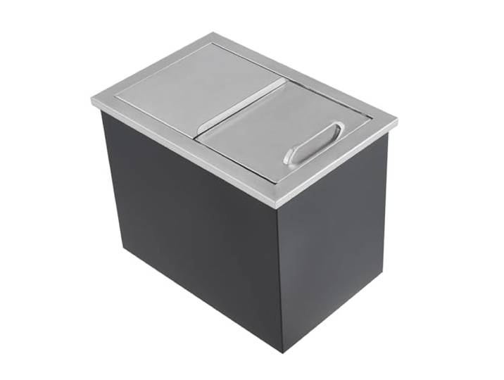 GarveeHome Edelstahl-Eiskübel Zum Einbauen Aus 304er Edelstahl Mit Klapp-/Schiebedeckel, Abflussrohr Und Stopfen, Gewerblicher Eiskühlbehälter Für Außenküchen/Bars/Grills