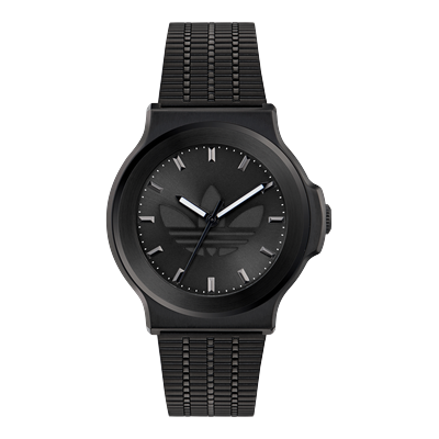 Quarzuhr ADIDAS ORIGINALS "EXPRESSION THREE", schwarz, Armbanduhren, Damen, Quarzuhr, Armbanduhr, Herrenuhr, Damenuhr, Edelstahlarmband, Leuchtzeiger