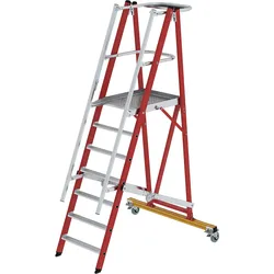 Munk Plattformleiter GFK/Alu klappbar und fahrbar mit GFK-Handlauf - 036327