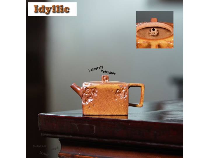 Yixing – théières en argile violette faites à la main, 180ml, artistes célèbres, Pot carré fait à la main, Section de minerai brut, bouilloire à boue, service à thé Zisha, vaisselle