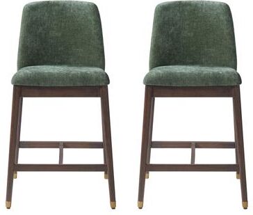 Kodotan sofa Clara Indoor Wooden Upholstered Counter stool, Walnut Finish with Taupe Cushion, Set of 2