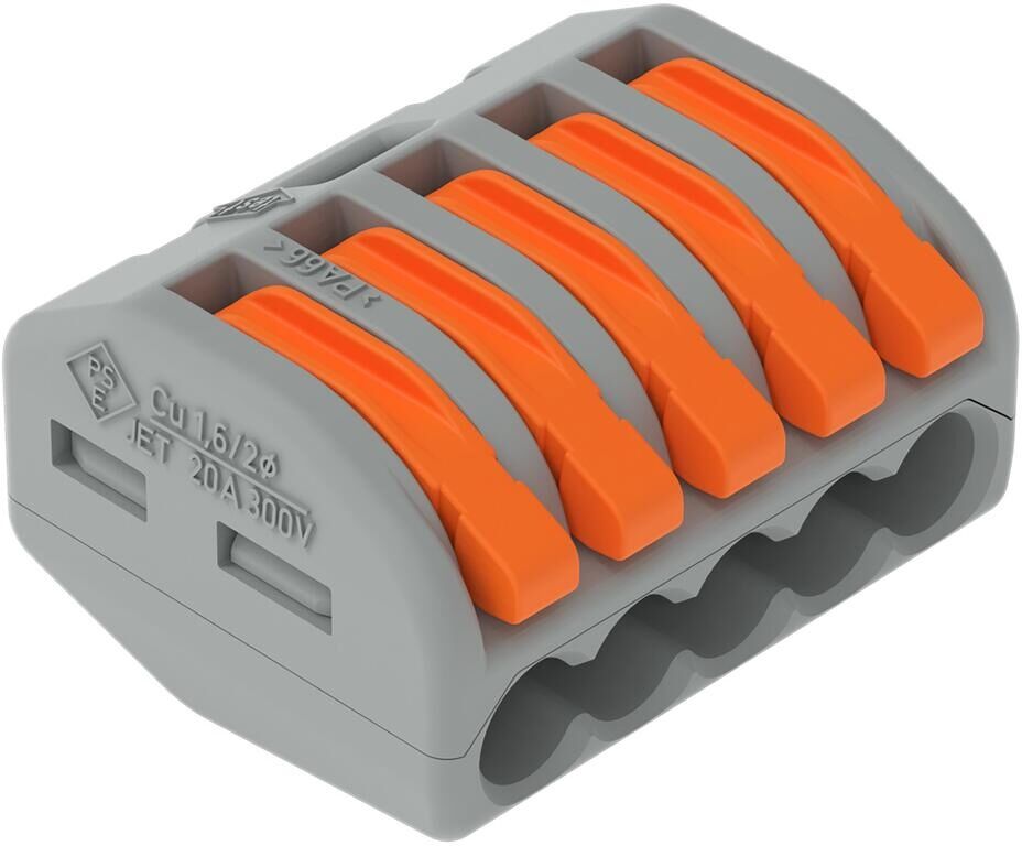 Borne pour boîte de dérivation CLASSIC avec leviers 2,50 mm² gris WAGO 222-415