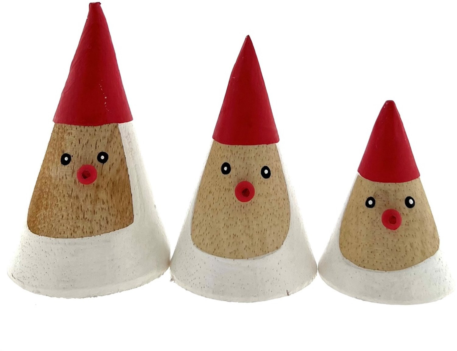 Set van drie houten kerstmannen hoofden van Sika