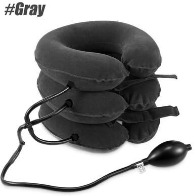 Friendly Fresh Finds Cervical Neck Traction Device Inflatable Neck Stretcher For Home Relief, Chronic Neck & Shoulder Pain Aligner gray
