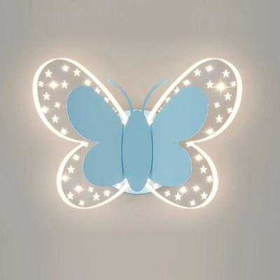 Uplift Picks Butterfly LED Wall Lamp Tricolor Pull Switch Kids Room Light blue