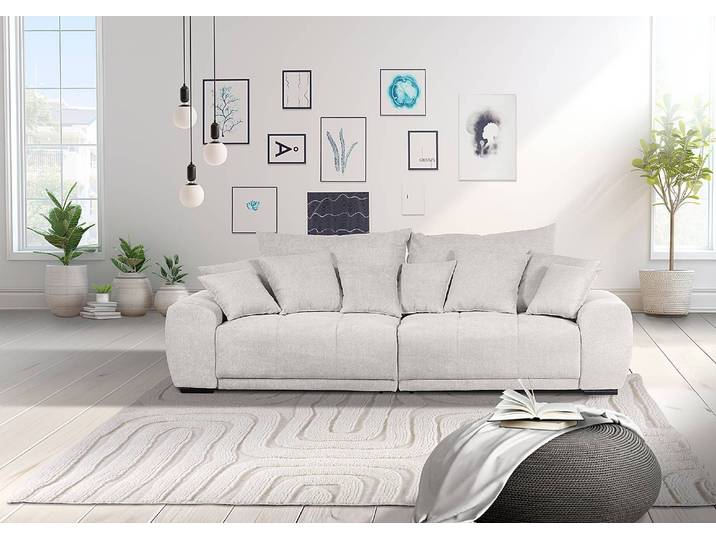 home24 XXL-bank Velnezers grijs Microvezel Reana 280 x 67 x 120cm