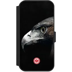 Nivocase Klapphülle für Apple iPhone 15 Handyhülle aus Kunst Leder NIVOflip schwarz Europameisterschaft (Apple iPhone 15), Smartphone Hülle, Schwarz