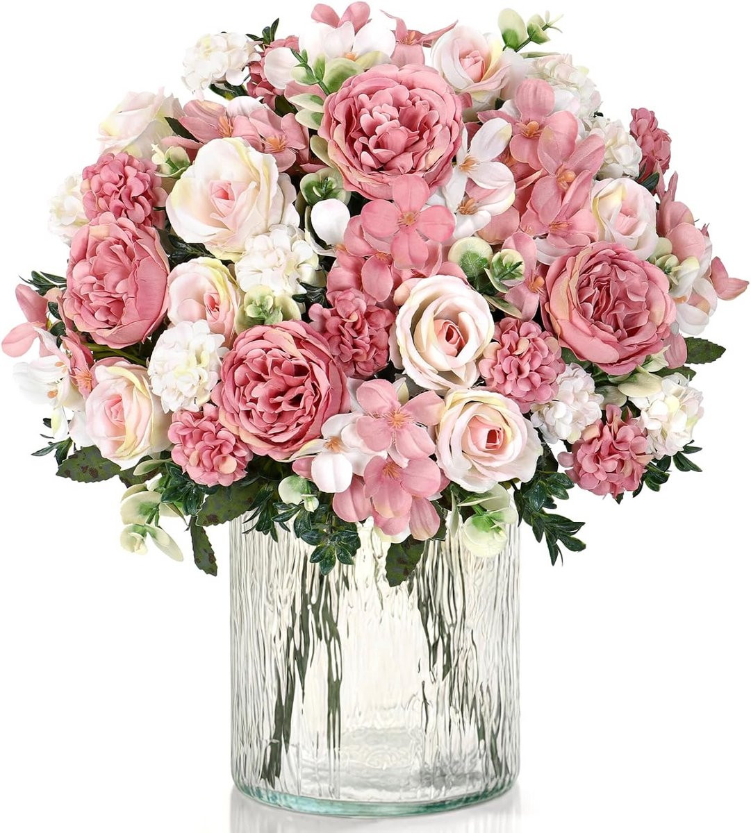 Set van 4 bundels kunstbloemen pioenrozen voor decoratie, bruiloft en feest