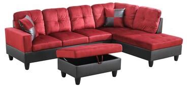 Clihome Red Flannel And PVC 3-Piece Couch Living Room Sofa Set