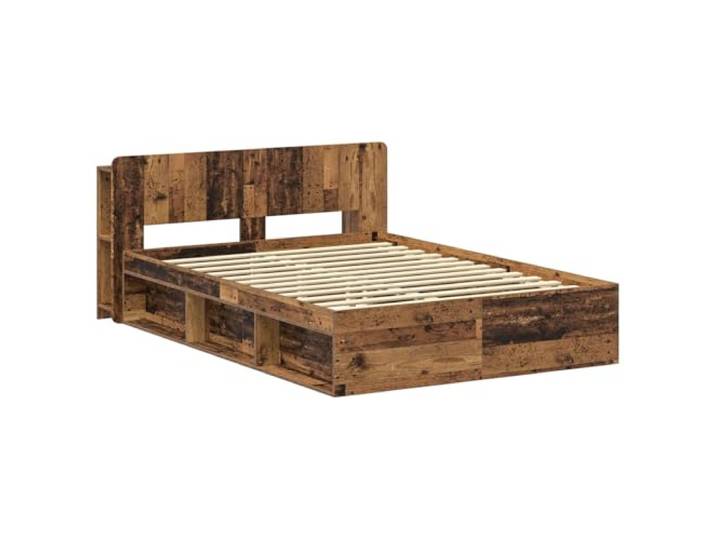KTHLBRH Bettgestell mit Stauraum, Holz, Antik, 140 x 190 cm Robustes Holz, integrierte Schubladen, feste Latten, einfache Montage