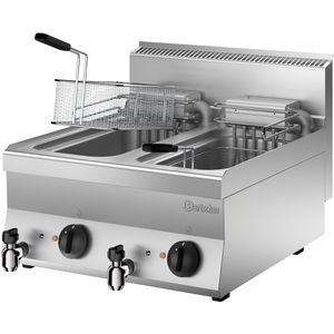 Bartscher Fritteuse 650, B600, 115205, XXL, 18000 W, Doppel-Fritteuse, Ablasshahn, 2x 10 Liter