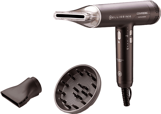 Secador - Bellissima Ceramisonic, 1700 W, 3 Niveles Temperatura, Ventilador, Difusor incluido, Tecnología Ion Ceramic, Deep Brown-Rose Nude