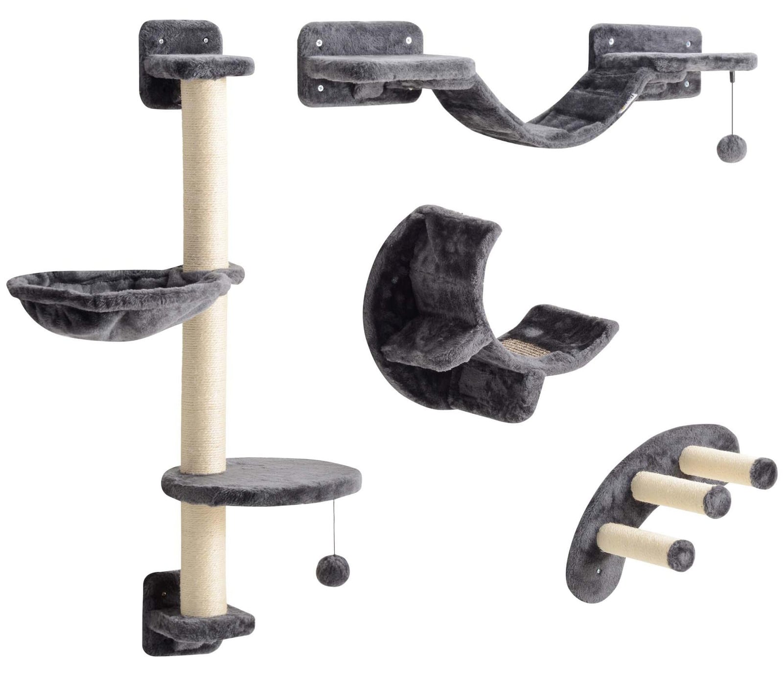 PawHut Klimmuur voor katten, 4-delige set met hangmat