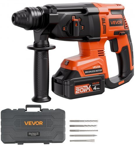 VEVOR 20V borstelloze accu-klopboormachine met SDS-Plus, 26 mm, inclusief accu, lader en transportkoffer