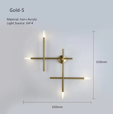 Uplift Curations Nordic Cross Line LED Wall Lamp Minimalist Modern Sconce Light For Living Room & Bedroom gold S cold Light