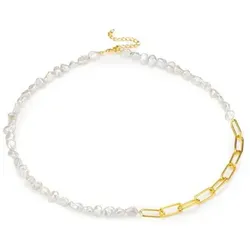 PERLEA Collier Süßwasserzucht- perlen 5-6mm Silber 925
